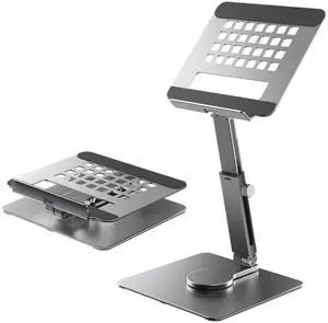 360° Rotating Tablet Stand - Adjustable iPad Tablet Holder for Desk, Foldable iPad Swivel Stand for Home & Office (Charcoal Gray)