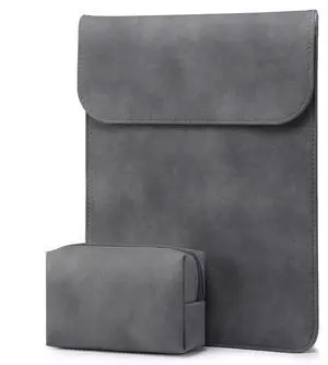 HYZUO 13.3-14 Inch Laptop Sleeve for MacBook Pro 14 M5/M4/M3/M2/M1 Pro/Max 2026-2021, 13.3" MacBook Air/Pro, 13.5-13.8 Surface Laptop, HP Envy 13, Faux Suede Leather Case with Pouch, Space Gray