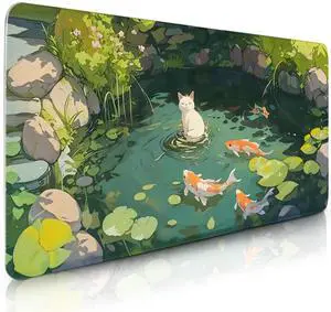 Cat Mouse Pad Extra Large, Oversized Gaming Mousepads, Computer Keyboard Desk with Non-Slip Rubber Base, Gift for Women Men Cat Lovers, Long Mat Desk Accessories Mat for Home Office 15.7"x 35.4" XXL