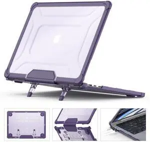 HXCASEAC Case Compatible with MacBook Air 13.6 inch Case 2025 2024 2022 / M4 M3 M2, Anti-Scratching Protective Hard Cover with Foldable Stand A3240 A3113 A2681 - Purple