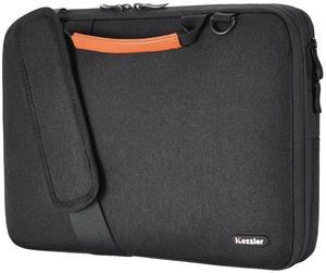 iCozzier Handle Laptop Briefcase Shoulder Bag Electronic Accessories Organizer Messenger Carrying Case with Shoulder&Luggage Strap (Black, 15.6)