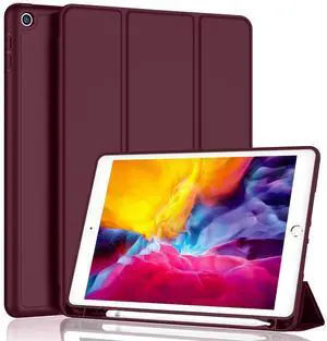 iMieet iPad 9.7 Case (2018/2017 Model, 6th/5th Generation), Smart Cover with Pencil Holder and Soft Baby Skin Silicone Back and Full Body Protection, Auto Wake/Sleep Cover (Wine)