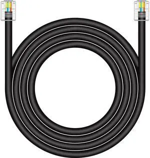 NECABLES CAT5 / CAT5e RJ11 Data Cable DSL Cable 50ft Hight-Speed for DSL Modem Twisted Wire UTP RJ11 6P4C Male to Male Black - 50 Feet