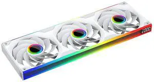ICOLER SL360 ARGB&PWM Reverse PC Case Fan - Integrated -Type Infinity Mirror Design with 3 x 120mm ARGB&PWM Fans, No Software Required RPM Display, Suitable for Computer CaseWhite