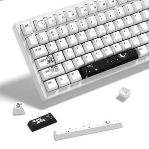 YMKPVR KBDiy Outer Space DYE-SUB Keycap 60 Percent, Cherry Profile PBT Custom Keycap-139 Keys White Key Caps for 61/64/68/84/87/100/104/108 Cherry MX Mechanical Keyboard