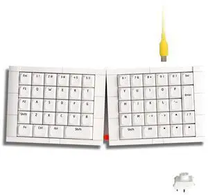 KBDcraft 07Israfel 50% Ergo-Split Low-Profile Mechanical Keyboard, 56-Key Ortho, Lego-Compatible Case, Wired, Linear Switch, Gasket Mount, Hot-Swappable, RGB, QMK, Vial for Win/Mac, Full Kit, White