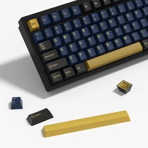 KBDiy Blue Samurai PBT Double Shot Custom Keycap Set,174 Keys Retro Gaming Key Caps Cherry Profile Keycaps for 61/64/68/84/87/100/104/108 Mechanical Keyboard