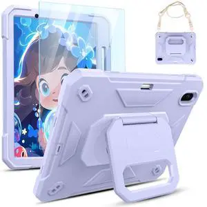KCJ for iPad Air 11 Inch Case M3 2025 7th Generation & M2 2024 6th Generation, with Tempered Glass Screen Protector,Rugged Protective Case with Folding Stand/Pencil Holder/Shoulder Strap