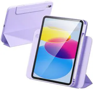 New Magnetic Detachable iPad Case for 11th Generation 11 Inch (2025) & 10th Gen 10.9" (2022), 720deg Rotating Adjustable Stand Modes (Portrait/Landscape), with Pencil Holder, Auto Wake/Sleep - Purple