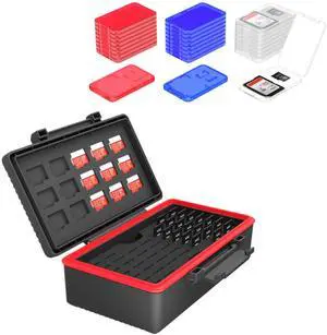 58 Slots Memory Card Holder + 24pcs Clear Memory Card Case: Camera Memory Card Holder with Clear Plastic Memory Card case