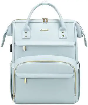 LOVEVOOK Leather Laptop Backpack for Women 17 inch,Travel Backpack Purse Nurse Teacher Backpack Computer Laptop Bag,Professional College Business Work Bags Carry On Backpack with USB Port,Pink Blue