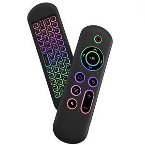 LUVI Air Mouse Remote Control Mouse Wireless Mini Keyboard 2.4G & BT5.2 Motion Sensing Backlit Rechargeable Compatible with Android TV Box/PC/Smart TV/Projector/All-in-one PC/MAC Black