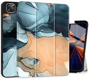 May Chen Case for iPad Pro 11-inch 2024 5th Generation M4 Chip, [Built Pencil Holder 2/USB-C] Soft TPU Back Cover with Trifold Stand Support Auto Wake/Sleep, Texture P334