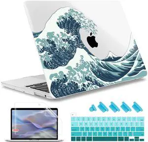 May Chen Compatible with MacBook Pro 13 inch Case 2022 2021 2020 Release Models A2338 M2 M1 A2251 A2289, Plastic Hard Shell Case for MacBook Pro 13 Inch with Touch Bar Fits Touch ID, Great Wave