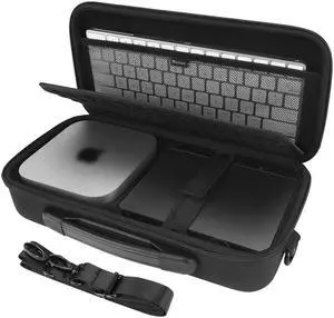 Linkidea Hard Shell Travel Carrying case, Compatible with Apple 2024 Mac Mini Desktop Computer, Magic Keyboard, Magic Mouse and Magic Trackpad Protective Travel Bag (Black)