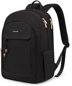 LOVEVOOK Laptop Backpack for Women, 15.6 inch Waterproof College Backpack Woman with Laptop Compartment Computer Bag Travel Backpack Purse, Large Black Computer Daypack for Work Casual, Black