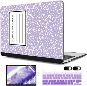 MEEgoodo Case for MacBook Pro 13 inch Case with M2 Chip 2022 2021 2020 New A2338 M1 A2251 A2289, Hard Shell with Keyboard & Camera Cover Compatible with 13 inch MacBook Pro, Composition Book Purple