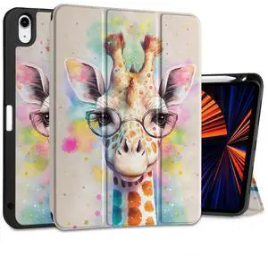MEEgoodo Case for M3/M2 iPad Air 11 inch 2025/2024,Case for iPad Air 5th Generation/iPad Air 4th Generation 10.9 inch 2022 2020, Tablet Cover with Soft TPU Back Shell, Giraffe