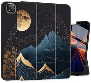 May Chen Case for iPad Pro 11-inch 2024 5th Generation M4 Chip, [Built Pencil Holder 2/USB-C] Soft TPU Back Cover with Trifold Stand Support Auto Wake/Sleep, Traditional