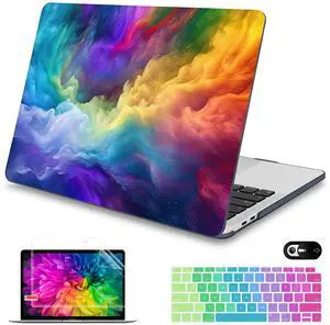 Mektron for MacBook Air 13 Case A1466/A1369 (2010-2017 Release), Snap-on Plastic Hard Shell Cover for MacBook Air 13.3 inch with Keyboard Cover, Rainbow Cosmic