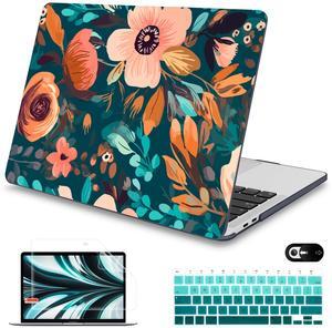 Mektron for MacBook Air 13 Case A1466/A1369 (2010-2017 Release), Snap-on Plastic Hard Shell Cover for MacBook Air 13.3 inch with Keyboard Cover, Abstract Florals