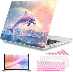 Mektron Case for 2024 MacBook Pro 16" M4 A3403 A3186 Fits M3 A2991 M2 A2780 M1 A2485 (2021/2033) Pro/Max Chips with Touch ID, Hard Shell Plastic Laptop Cover Keyboard Cover, Jumping Dolphin
