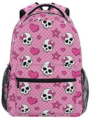 MNSRUU Student Travel School Backpack Pink Skull Girl College Laptop Backpacks Business iPad Tablet Computer Bookbags for Adult Teen One Size