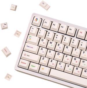 PBT Keycap Set - 144 Keys Beige Korean White Cherry Profile for 65% 70% 75% 100% Gateron Cherry Mx Switches Mechanical Keyboard - Custom Dye-Sublimation