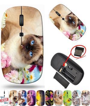 maizi Wireless .Mouse for Mac Laptop PC Chromebook, Wireless .Mice Image ID: Cute Color Point cat Relaxing 2.4G Portable with USB Receiver Made in The USA