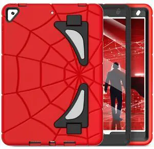 Nitupai Case for iPad 9th / 8th / 7th Generation for Kids iPad 10.2 Case Heavy Duty Shockproof Rugged Protective iPad 9th 8th 7th Gen 10.2 Inch with Stand Screen Protector, Red+Black
