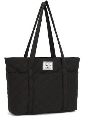 ODTEX LaptopTote Bag For Women,15.6 inch 16 inch Laptop Shoulder Bag Large Capacity Handbag for Work, Travel, Shopping (Black Embroidery)