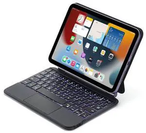 QYiiD Magic Keyboard Case for iPad Mini 7 (A17 Pro) 2024/iPad Mini 6 2021 8.3 Inch, 7 Colors Backlit Bluetooth Keyboard Case Cover with Multi-Touch Trackpad for iPad Mini 7th/6th Generation, Black