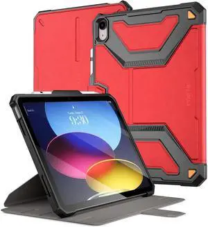 Poetic Explorer Magnetic Case for iPad (A16) 11th / 10th Generation (2025/2022), Stand Folio Cover with Pencil Holder, Super Strong Magnetic Fidget Mount for iPad 11/10.9 Inch, Dark Red
