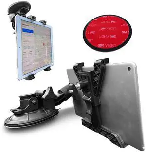 Randconcept 2-in-1 Car Tablet Holder Dashboard Windshield Cradle Strong Suction Cup Tablet Car Mount for iPad iPad Mini Samsung Galaxy Fits All 6" - 12.9" Tablets