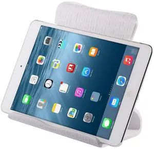 SAMDI Tablet Stand, Wood Stand for iPad: Desktop Stand Holder Dock for iPad 2017 Pro 9.7, 10.5, Air Mini 2 3 4, Kindle, Tab, E-Reader, Other Tablets (4-13 inch)-(Oak Wood White)