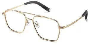 PRIVOZA Oversized Blue Light Blocking Glasses for Men Double Bridge Retro Metal Eyeglasses/Gaming Glasses UV400 Protection (Glod)