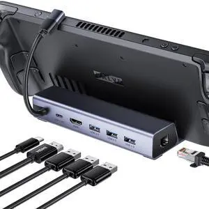 Docking Staion for Steam Deck, QUUGE 6 in 1 Steam Deck Dock Support HDMI 2.0 4K60Hz Output, 1 * 1000Mb Ethernet Port, 3*USB-A 3.0, 1*PD 100W Charging Steam Deck Hub Compatible with Valve Steam Deck