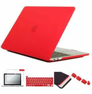 Se7enline Compatible with MacBook Pro 13 inch Case 2024/2023/2022/2021/2020 Model M1/M2 A2338/A2251/A2289 Matte Laptop Hard Shell Cover with Sleeve Bag&Keyboard Skin&Screen Protector&Dust Plug,Red