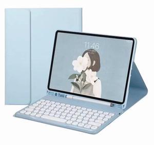 HENGHUI Keyboard Case for Galaxy Tab S6 Lite 10.4 inch Keyboard Case Cute Round Key Color Keyboard Wireless Detachable BT Keyboard Cover with S Pen Holder (SkyBlue)