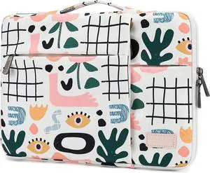 SANFAN 360deg Protective Laptop Sleeve Case Bag with 3 Pockets,Handle,Luggage Strap for MacBook Pro 14 inch and 14 inch-14.4 inch Screen Laptop (Garden)