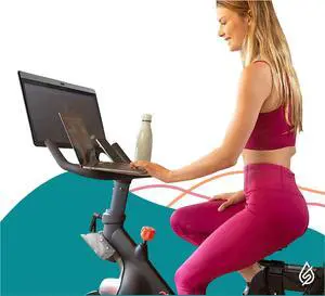 OVVE HOME Selina for Peloton Bike Desk Tray Table for Laptop, Tablet, Phone & More | Premium Clear Acrylic Holder Compatible with Peloton Bike Plus - Selina Peloton Accessories (Bike+)
