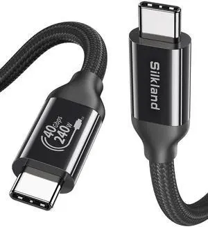 Silkland USB 4 Cable for Thunderbolt 4 [5FT/1.5M], 40Gbps Data Sync, 8K/5K@60Hz, 240W Fast Charging, USB C Thunderbolt Cable, Compatible for MacBook, iPhone 16, iPad, SSD, Docking, eGPU, Black