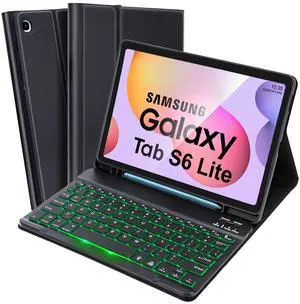 SOPPY Backlit Keyboard Case for Samsung Galaxy Tab S6 Lite 10.4 Inch 2024/2022/2020(SM-P620/P624/P610/P613/P615/P619), Rechargeable Detachable Wireless S6 Lite, Slim Keyboard Case,Black