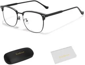 SooGree Blue Light Blocking Glasses Men Women Half Frame UV400 Glasses Clear Lens Anti Eyestrain Glasses Computer Gaming