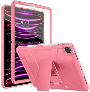 Soke Case for iPad Pro 12.9 Inch 6th/5th/4th Generation(2022/2021/2020 Release), Rugged Shockproof Protective Cover with Built-in Kickstand for Apple iPad Pro 12.9 - Watermelon Pink