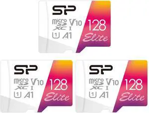 Silicon Power 3-Pack 128GB Elite UHS-I microSDXC Memory Card with SD Adapter