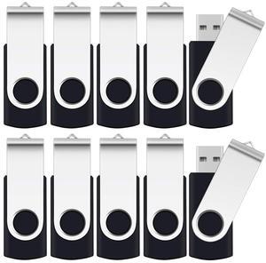 32GB Flash Drive, SRVR USB 32 GB Flash Drive 10 Pack, 32 Gig Thumb Drive with Lanyards Metal Swivel 32GB USB Memory Stick Pen Drive with LED Indicator(10 Black)