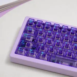 114 Keys Transapent Keycaps PC Material UV Tranfer Purple Clear Keycaps Set Fit for 61/64/87/104/108 Mechanical Keyboard Cherry Mx Switches