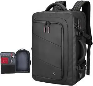 SWICKY 50L Carry on Backpack, Laptop Bag, Expandable Backpack for Airplane, Water Resistant, USB Port, TSA Lock for Women & Men, Ideal for Travel Business, Work- No Pump or Vacuum Bag Included
