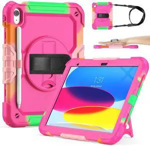 Sibeitu for iPad 11th (A16) 2025 & 10th Generation Case for Girls Women Preppy Pink Cute 10.9 Inch 2022, Rugged iPad 10 Gen Cover with Screen Protector & Pencil Holder, Full-Body Drop Protection